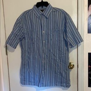 Blue striped button down shirt